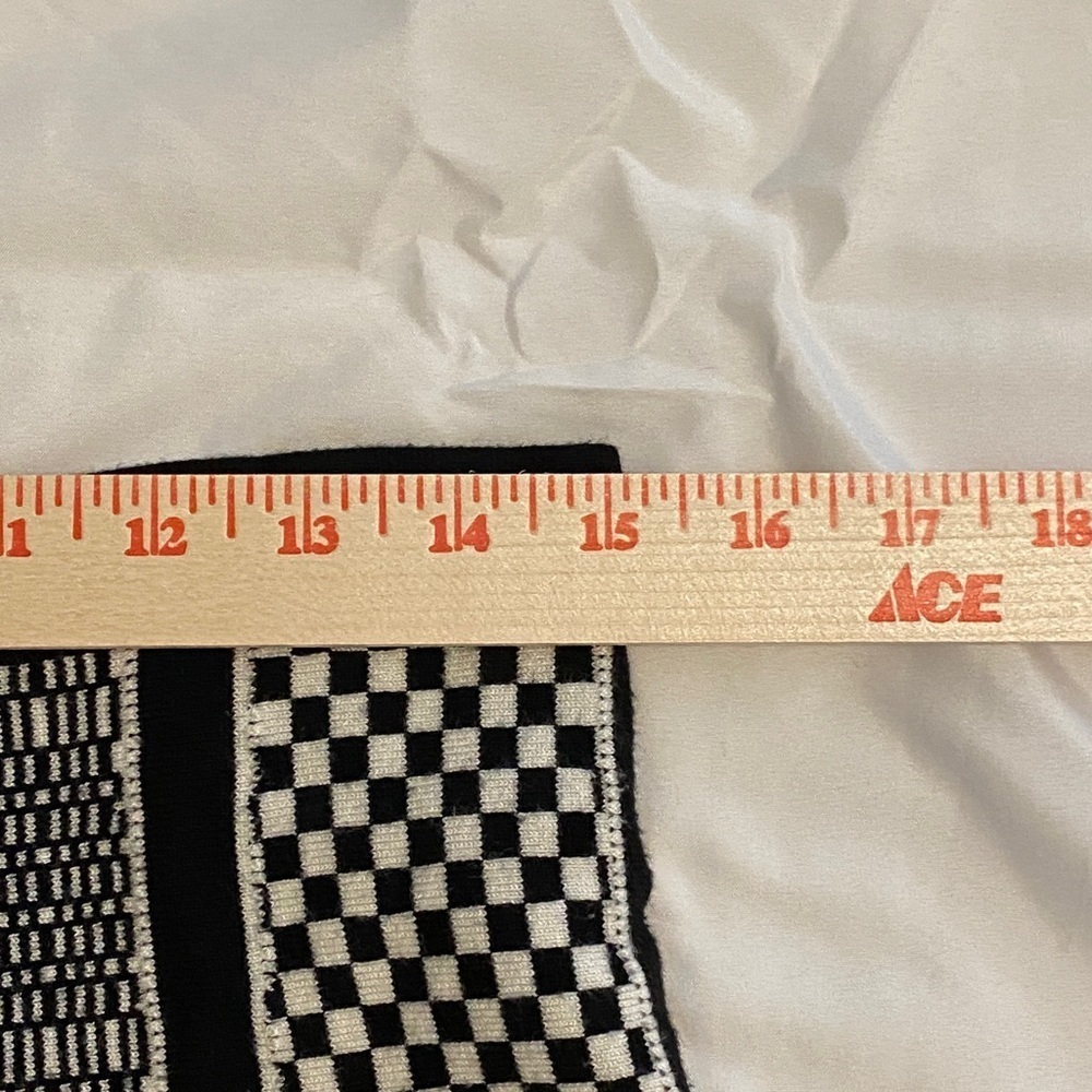 Black White Checkerboard Midi Skirt Geometric A Line Statement Modern Retro - Picture 8 of 8